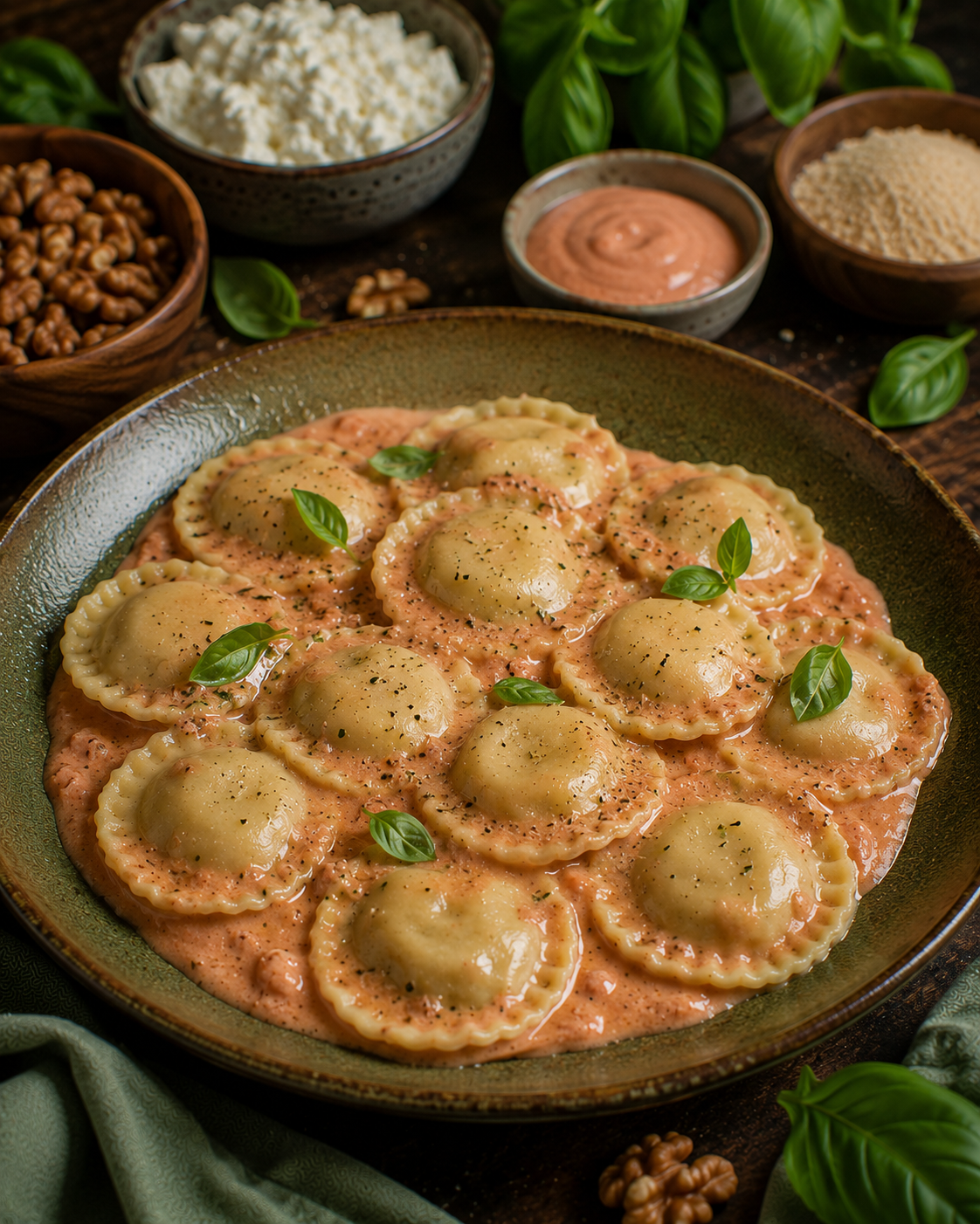 Sorrentinos VS22 de Ricota y Nueces con Salsa Rosa Liviana