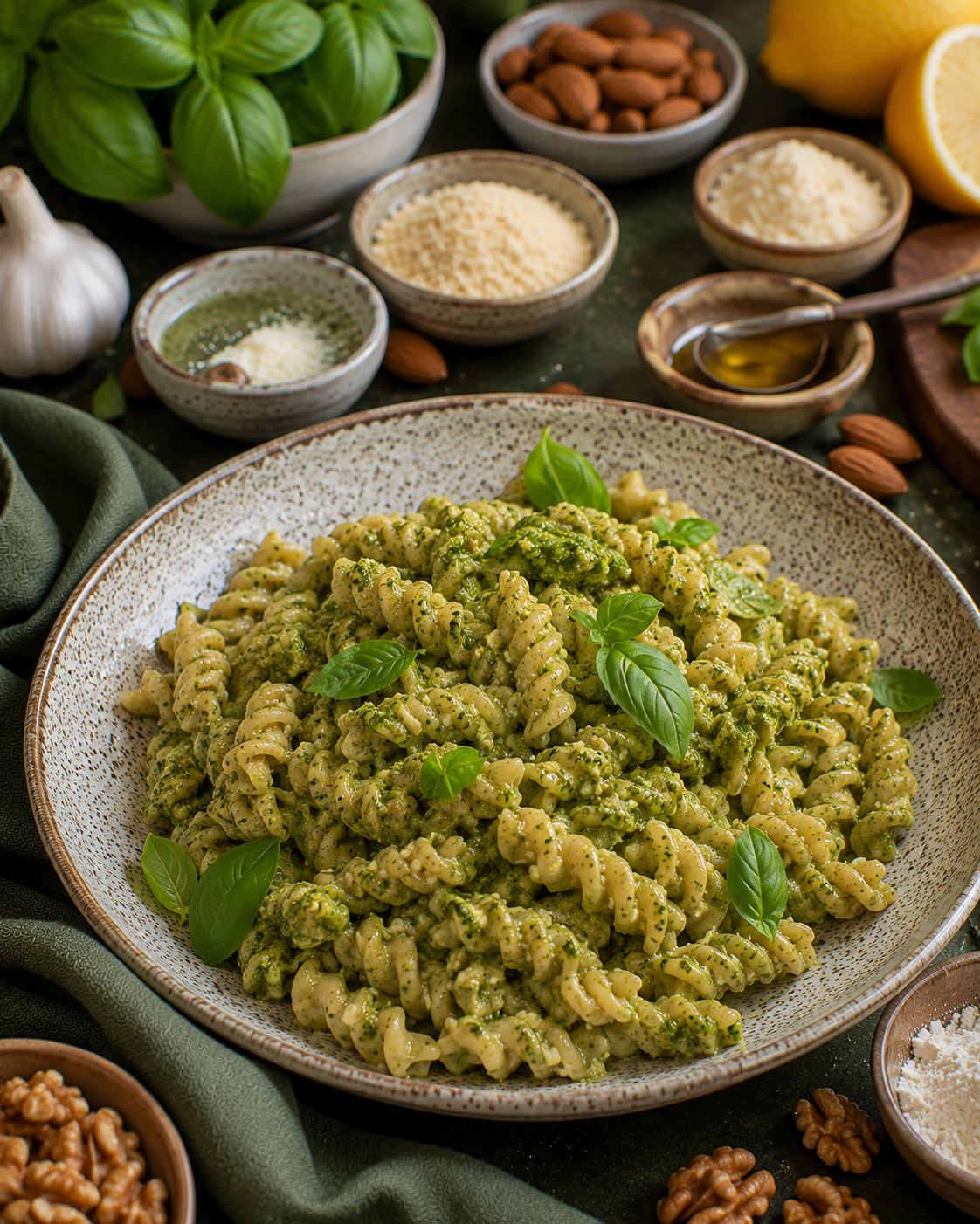 Fusilli VS22 Manuales de Almendra con Pesto Verde Medido